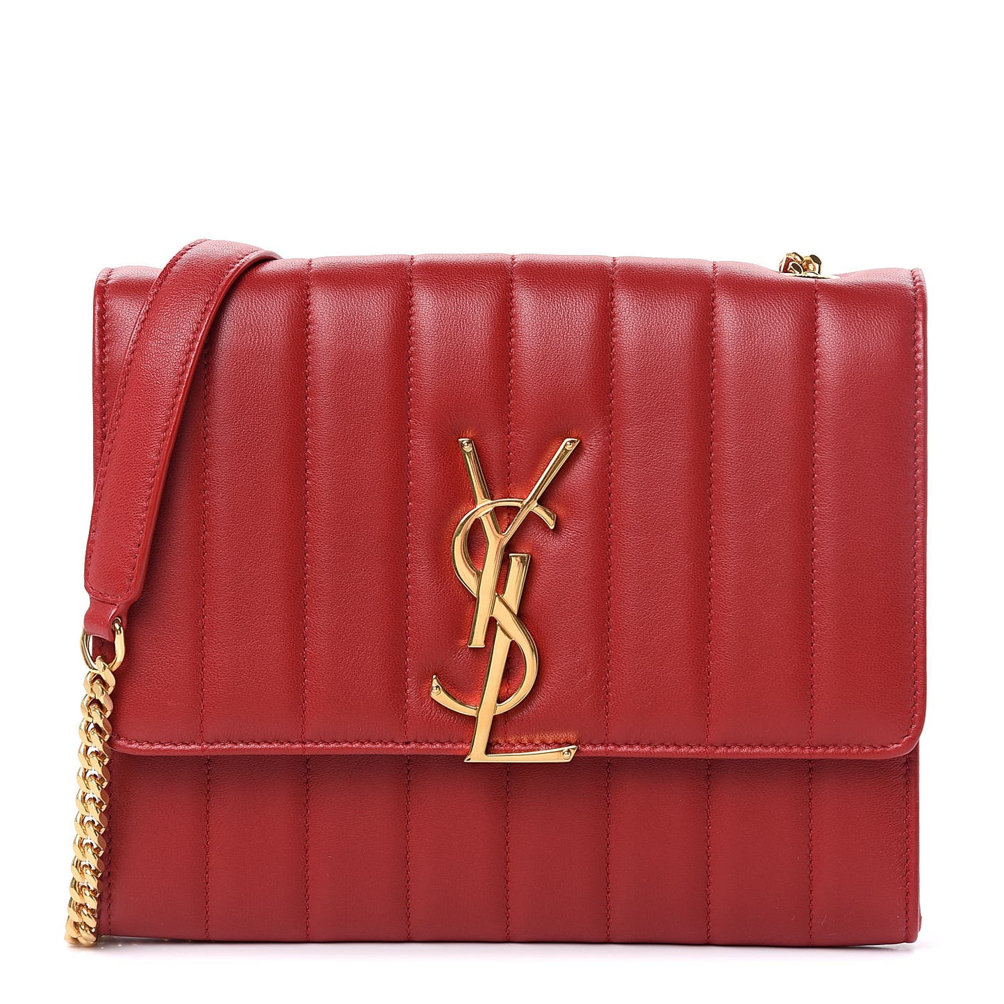 Lambskin Matelasse Monogram Vicky Chain Wallet Rouge Eros