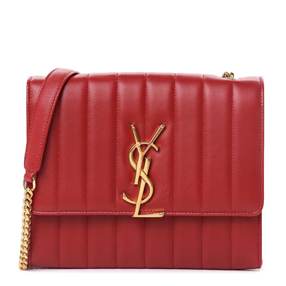 Saint Laurent Lambskin Matelasse Monogram Vicky Chain Wallet Rouge Eros 1 of 7