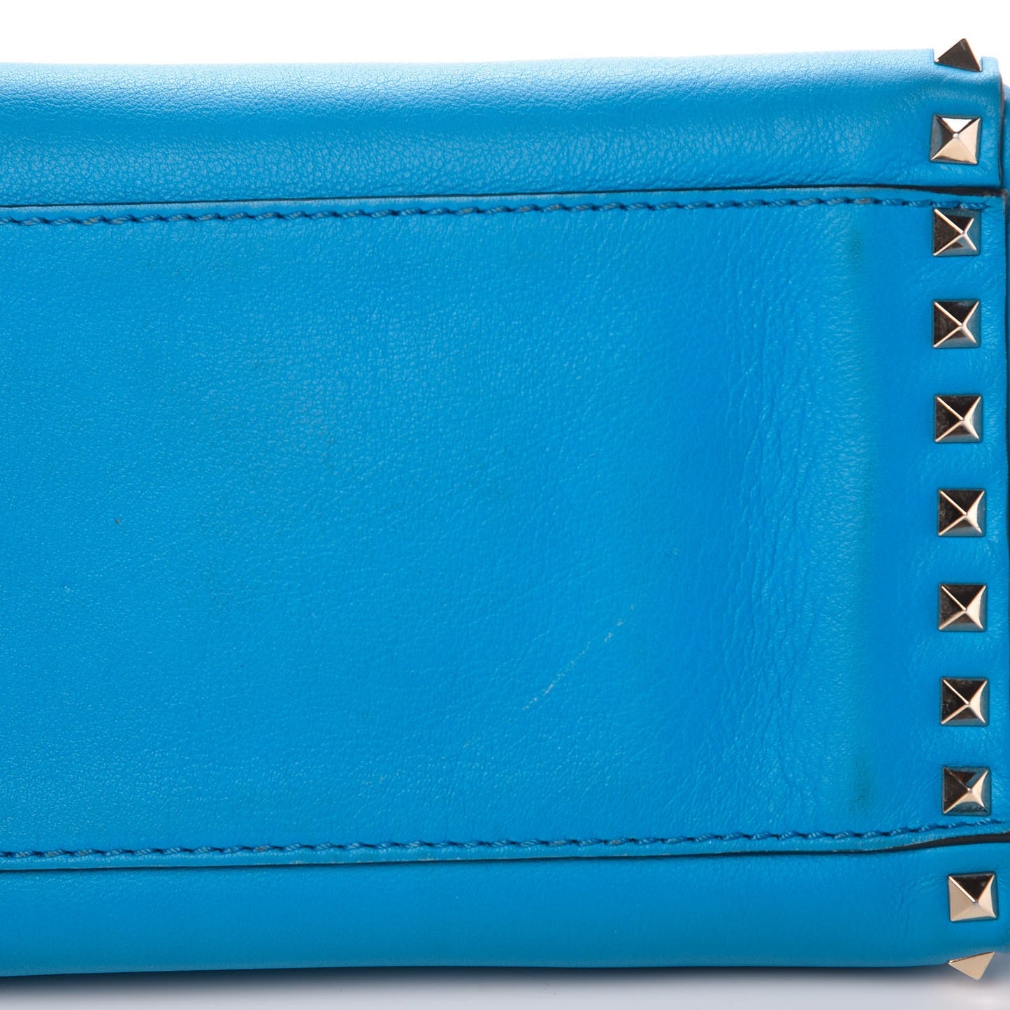 Vitello Mini Rockstud Double Handle Tote Blue Fluo