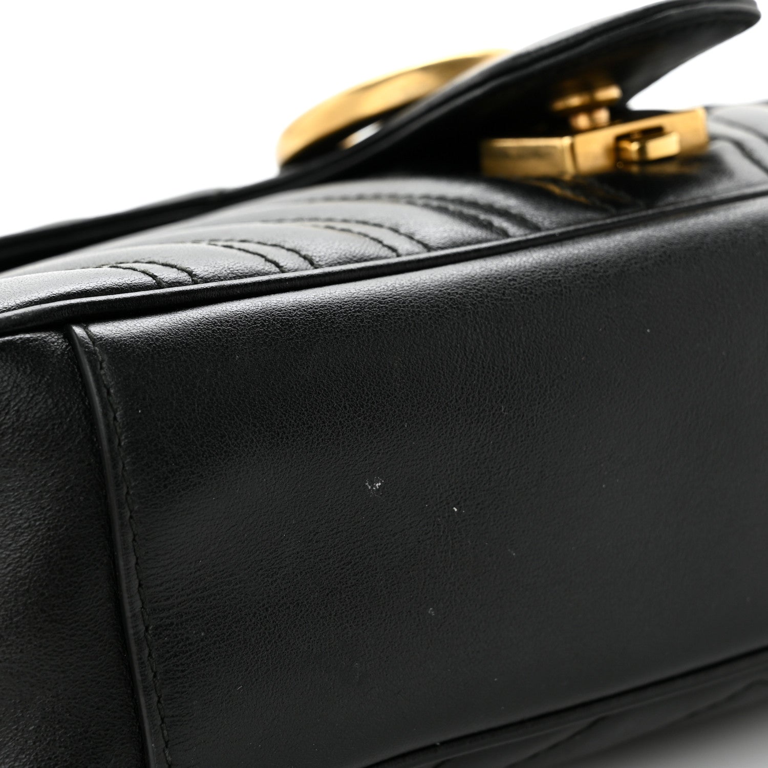 Gucci Calfskin Matelasse Small GG Marmont Shoulder Bag Black 11 of 16
