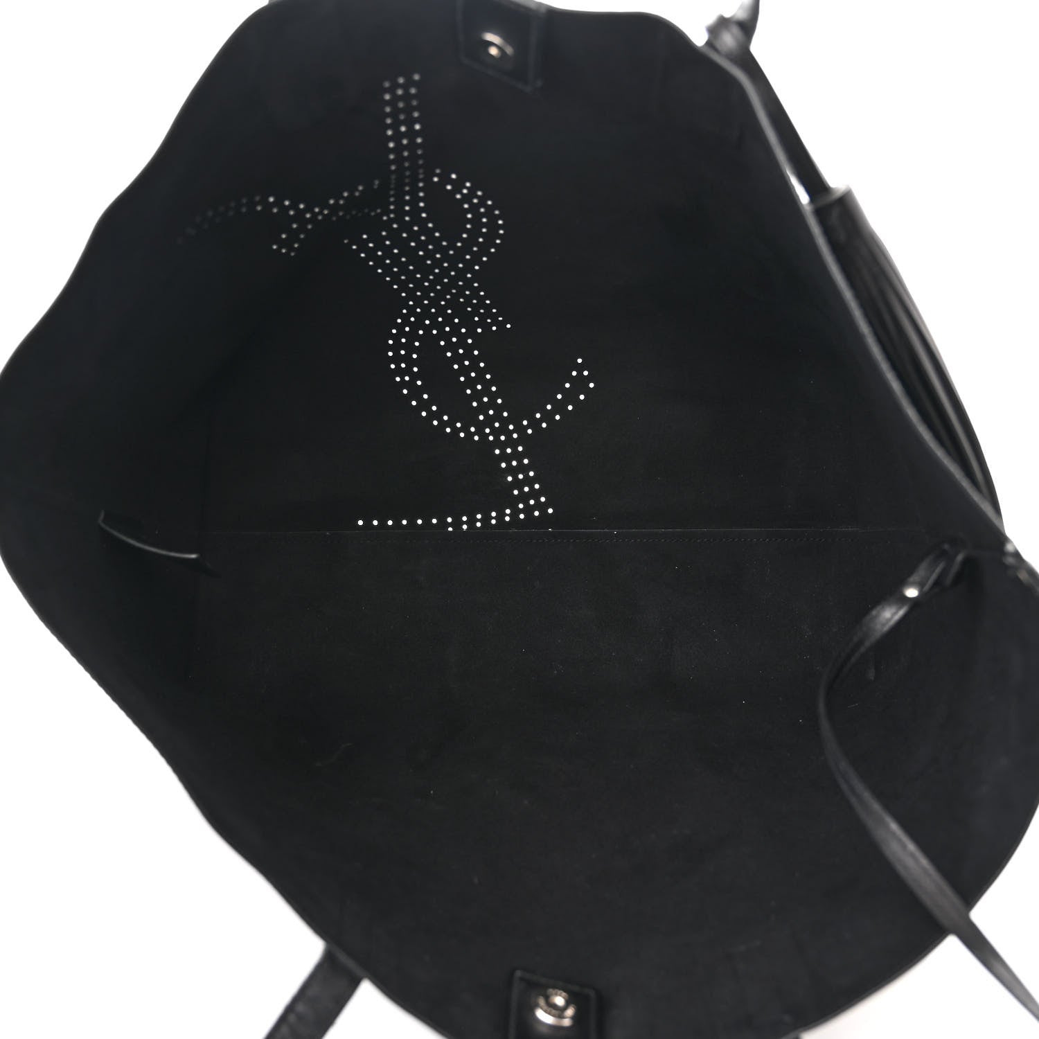 Saint Laurent Vintage Calfskin Perforated East West Shopping Tote Black 6 of 21