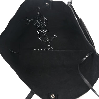 Saint Laurent Vintage Calfskin Perforated East West Shopping Tote Black 6 of 21