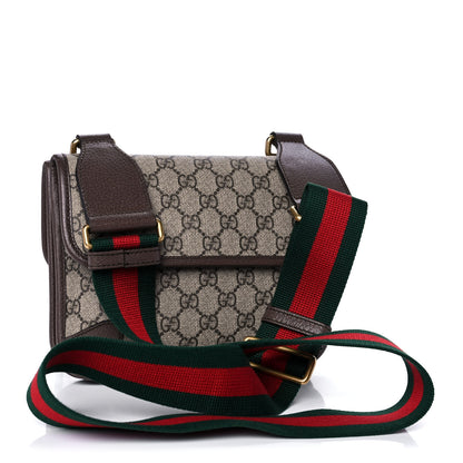 Gucci GG Supreme Monogram Web Small Neo Vintage Double Flap Messenger Bag Beige New Acero 3 of 15