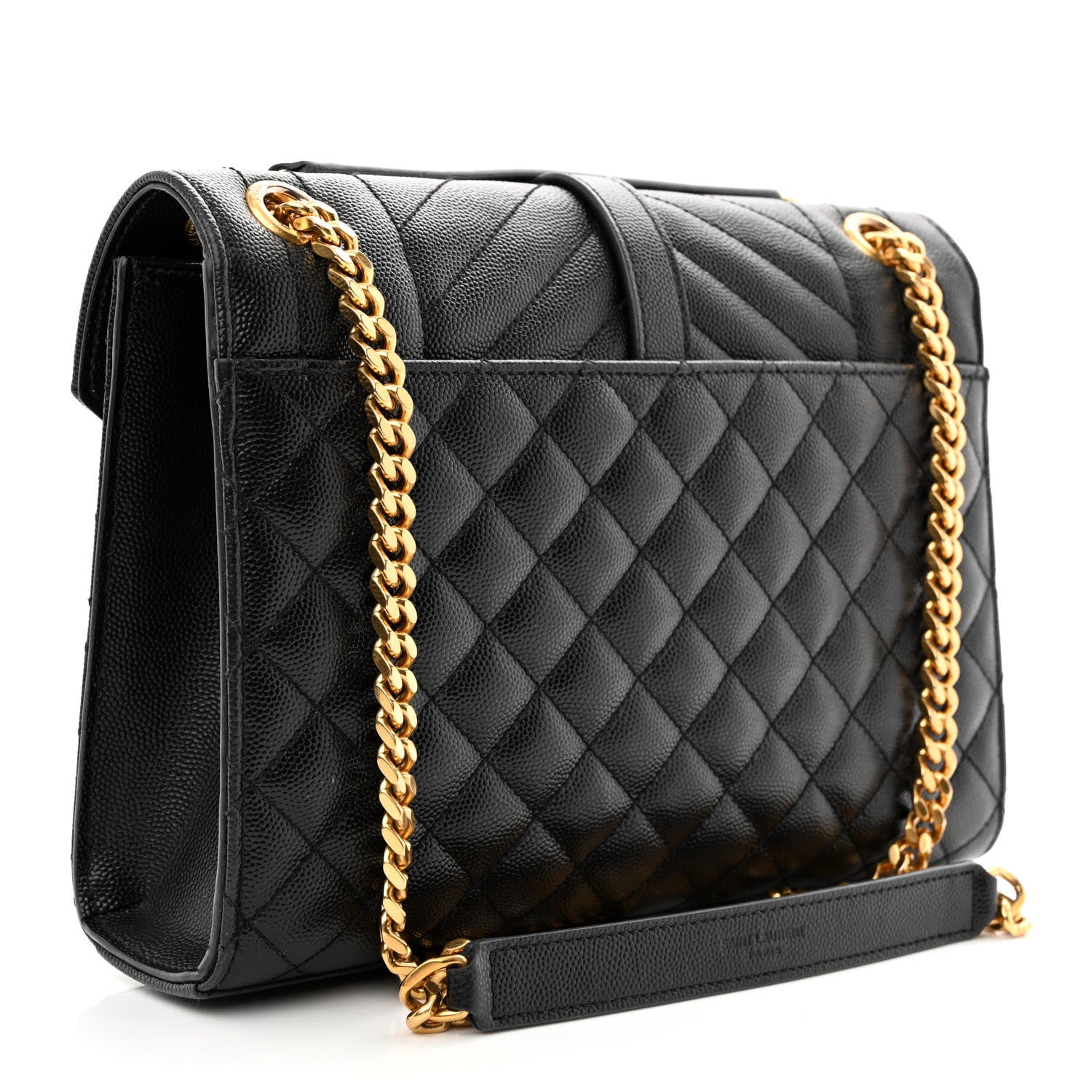 Saint Laurent Grain De Poudre Textured Mixed Matelasse Triquilt Medium Monogram Satchel Black 3 of 12