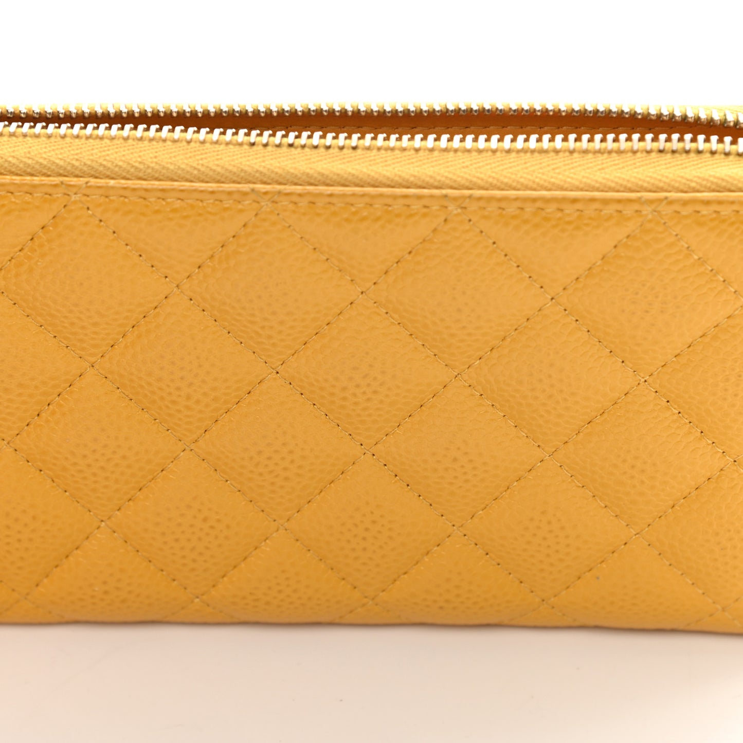 Caviar Quilted Large Gusset Zip Around Wallet Yellow