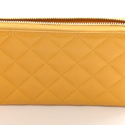 Chanel Caviar Quilted Large Gusset Zip Around Wallet Yellow 10 of 12