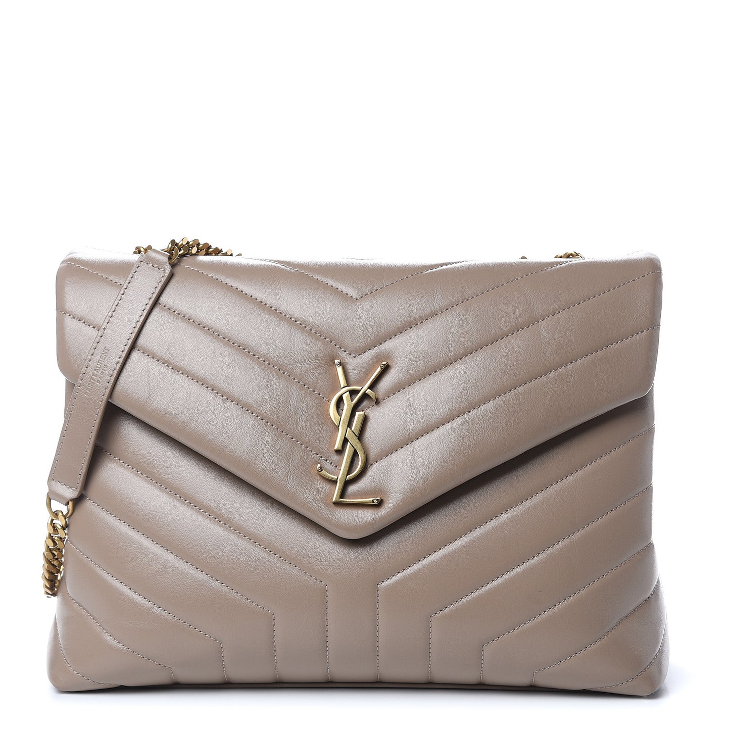 Calfskin Y Quilted Monogram Medium Loulou Chain Satchel Dusty Grey