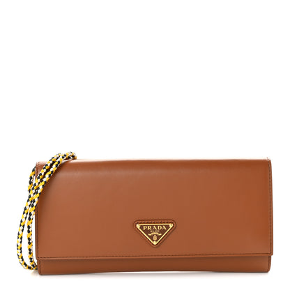 Prada Vitello Flap Wallet With Braided Strap Cognac 1 of 10