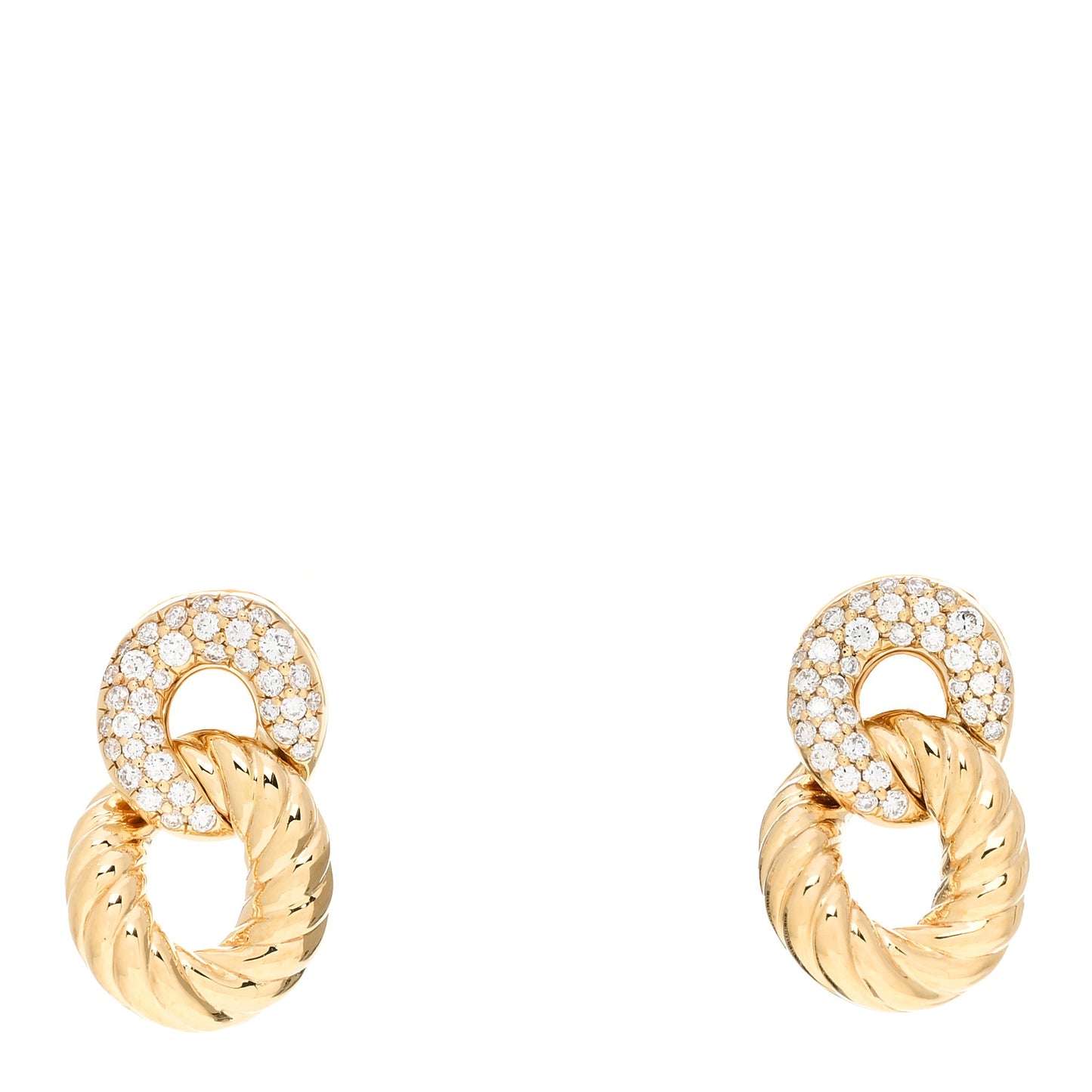 18K Yellow Gold Diamond Extra Small Belmont Curb Link Drop Earrings