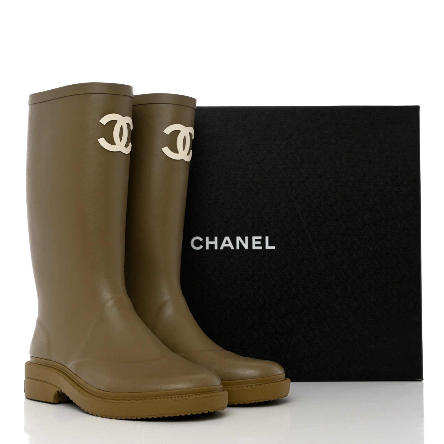 Chanel Caoutchouk CC High Boots 37 Dark Beige 9 of 9