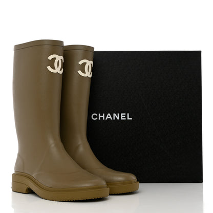 Chanel Caoutchouk CC High Boots 37 Dark Beige 9 of 9