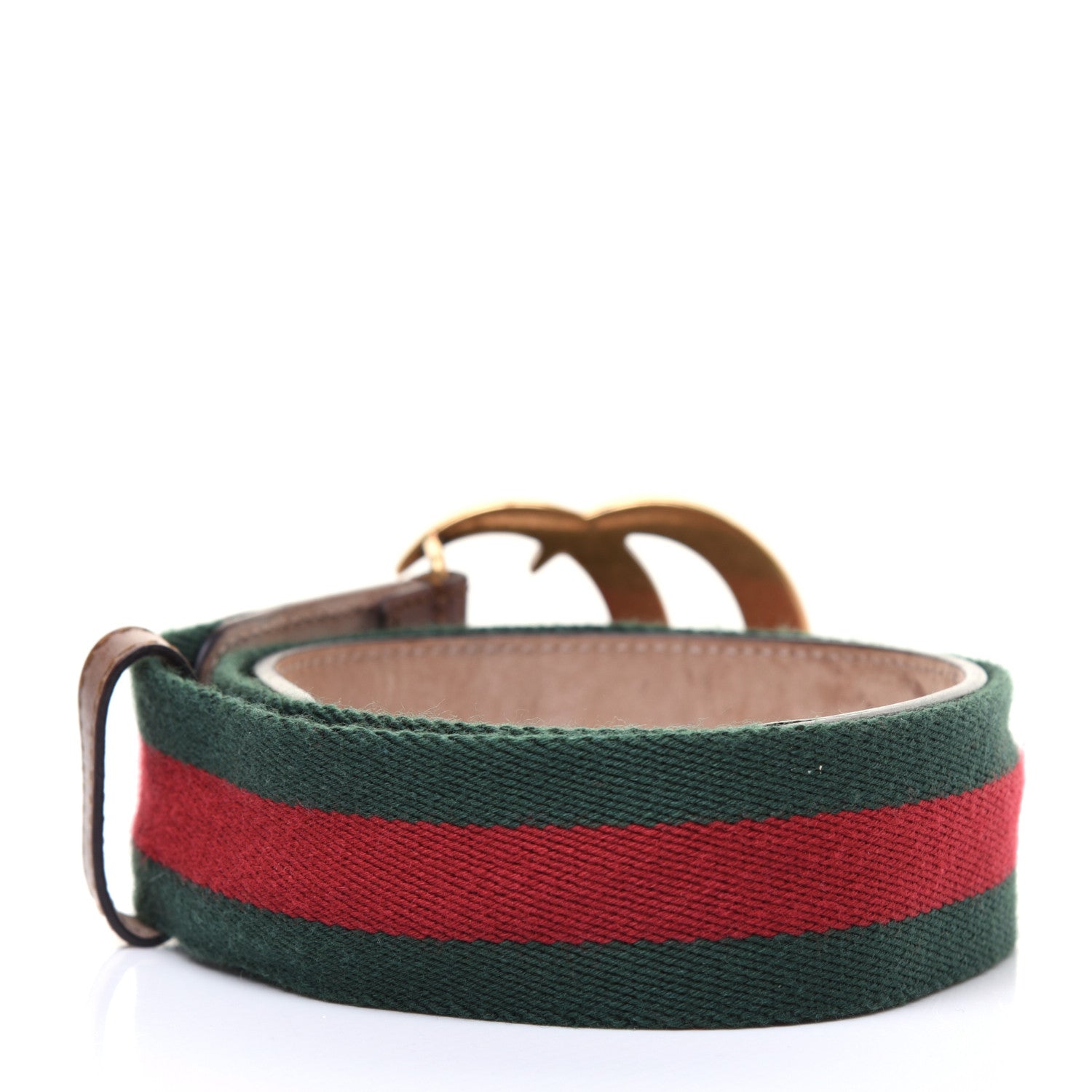 Gucci Nylon Calfskin Double G Web 40mm Belt 75 30 Green Red Cuir 2 of 12