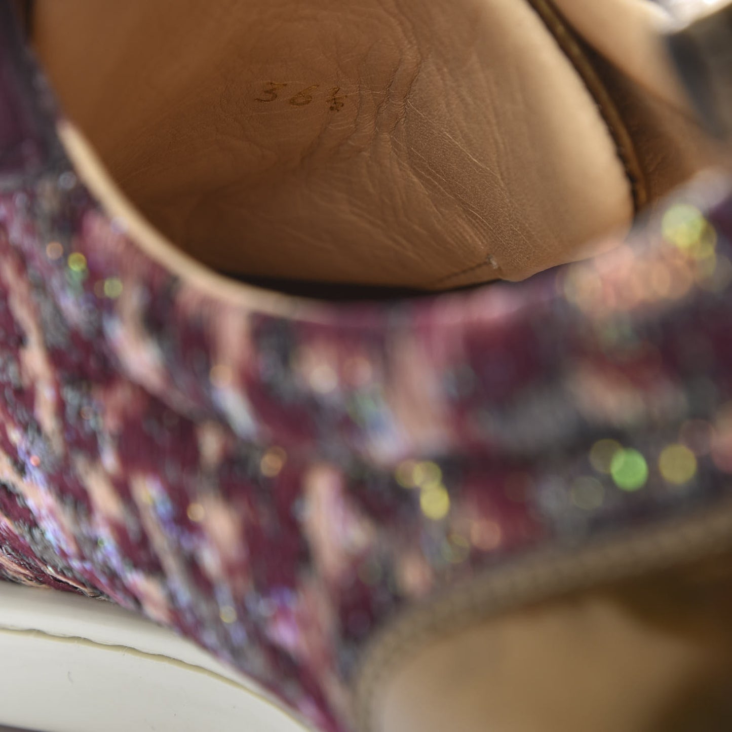 Crystal Metallic Suede Peacock Woven Lurex Gondolastrass Sneakers 36.5 Burgundy