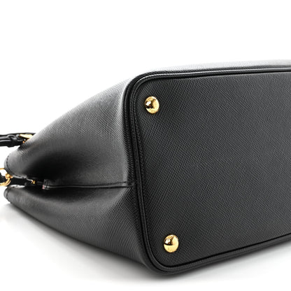 Prada Saffiano Cuir Medium Double Bag Black Fuoco 8 of 10