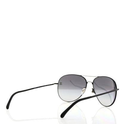 Chanel Polarized Aviator CC Sunglasses 4189-T-Q Black 4 of 8