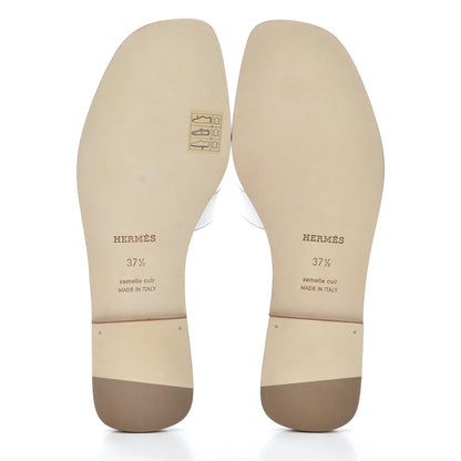 Hermes Box Calfskin Oran Sandals 37.5 White 7 of 7