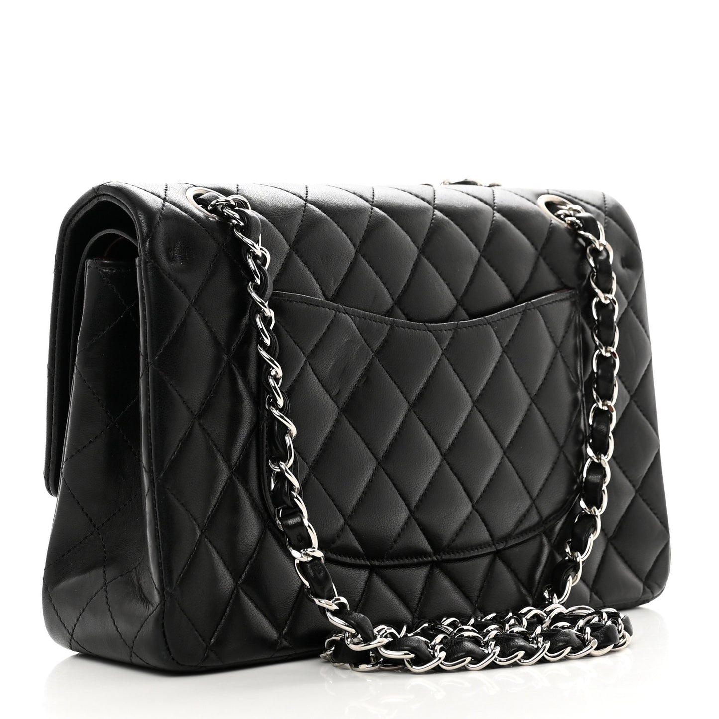 Lambskin Quilted Medium Double Flap Black