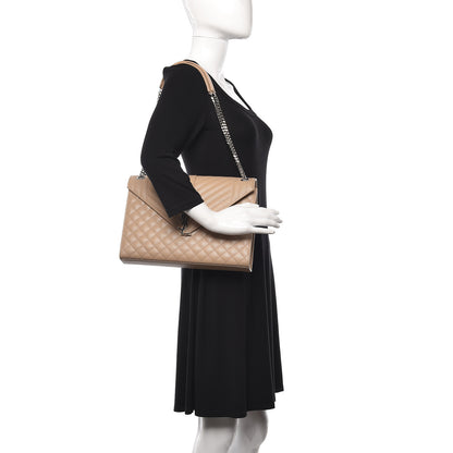 Saint Laurent Grain De Poudre Large Tri-Quilt Monogram Satchel Dark Beige 2 of 11