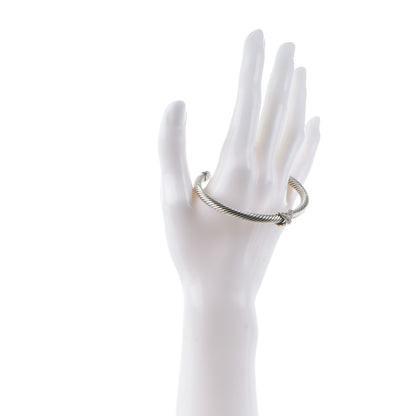David Yurman Sterling Silver 18K White Gold Diamond Pave 5mm X Cable Bracelet 2 of 5