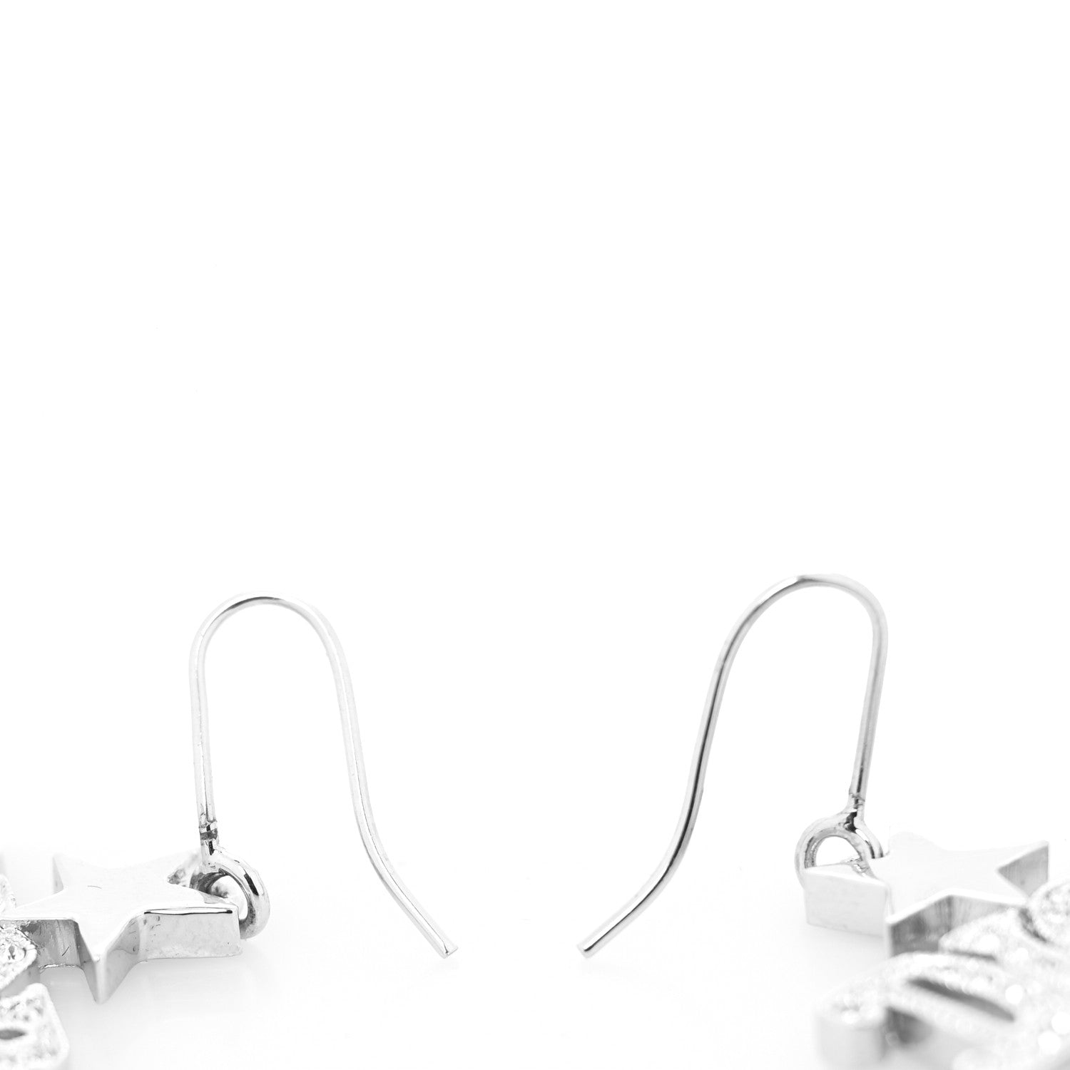 Christian Dior Crystal Star Dangle Earrings Silver 3 of 3