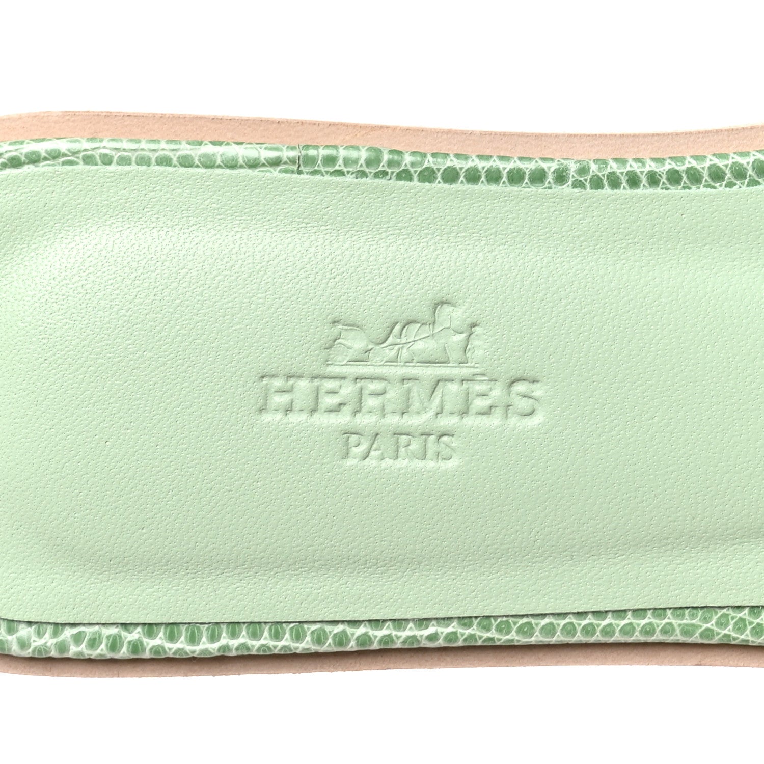 Hermes Lizard Oran Sandals 38.5 Vert Embrun 7 of 9