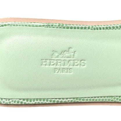 Hermes Lizard Oran Sandals 38.5 Vert Embrun 7 of 9