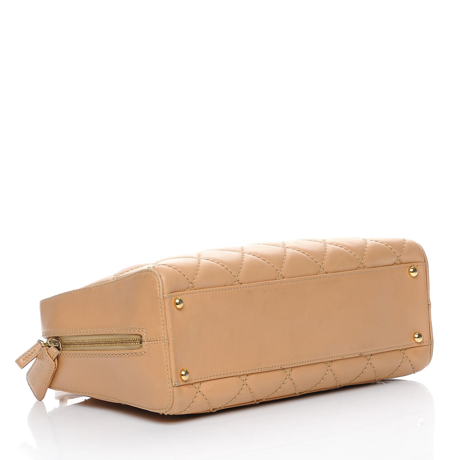 Chanel Lambskin Surpique Shoulder Bag Beige 4 of 10