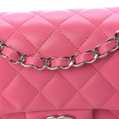 Chanel Lambskin Quilted Mini Rectangular Flap Dark Pink 12 of 12