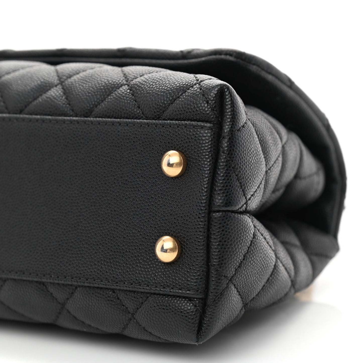 Caviar Lizard Embossed Quilted Mini Coco Handle Flap Black