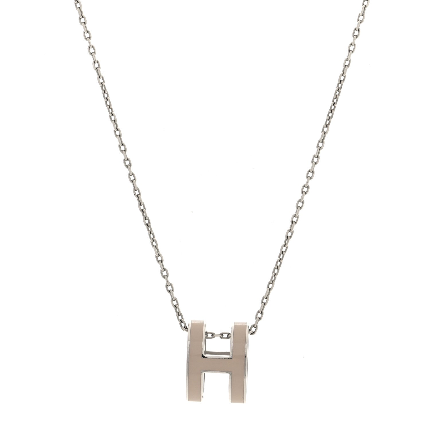 Hermes Lacquered Palladium Pop H Pendant Necklace Marron Glace 1 of 6