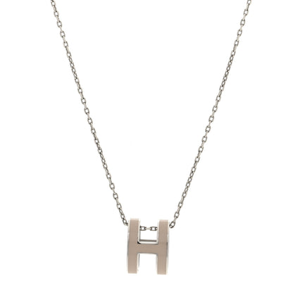 Hermes Lacquered Palladium Pop H Pendant Necklace Marron Glace 1 of 6