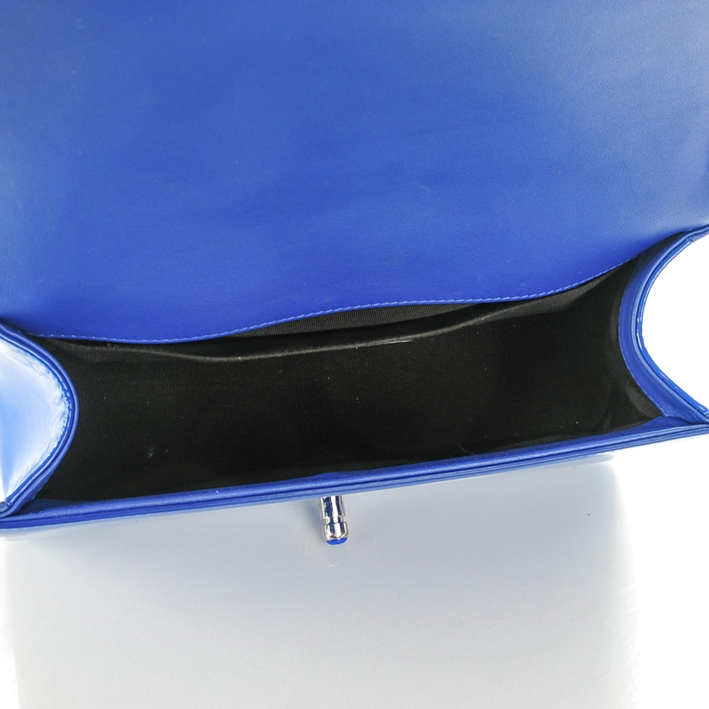 Patent Calfskin Medium Plexiglass Boy Flap Blue