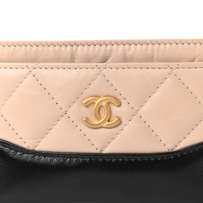 Chanel Aged Calfskin Quilted Gabrielle Card Holder Wallet Beige Black 11 of 12