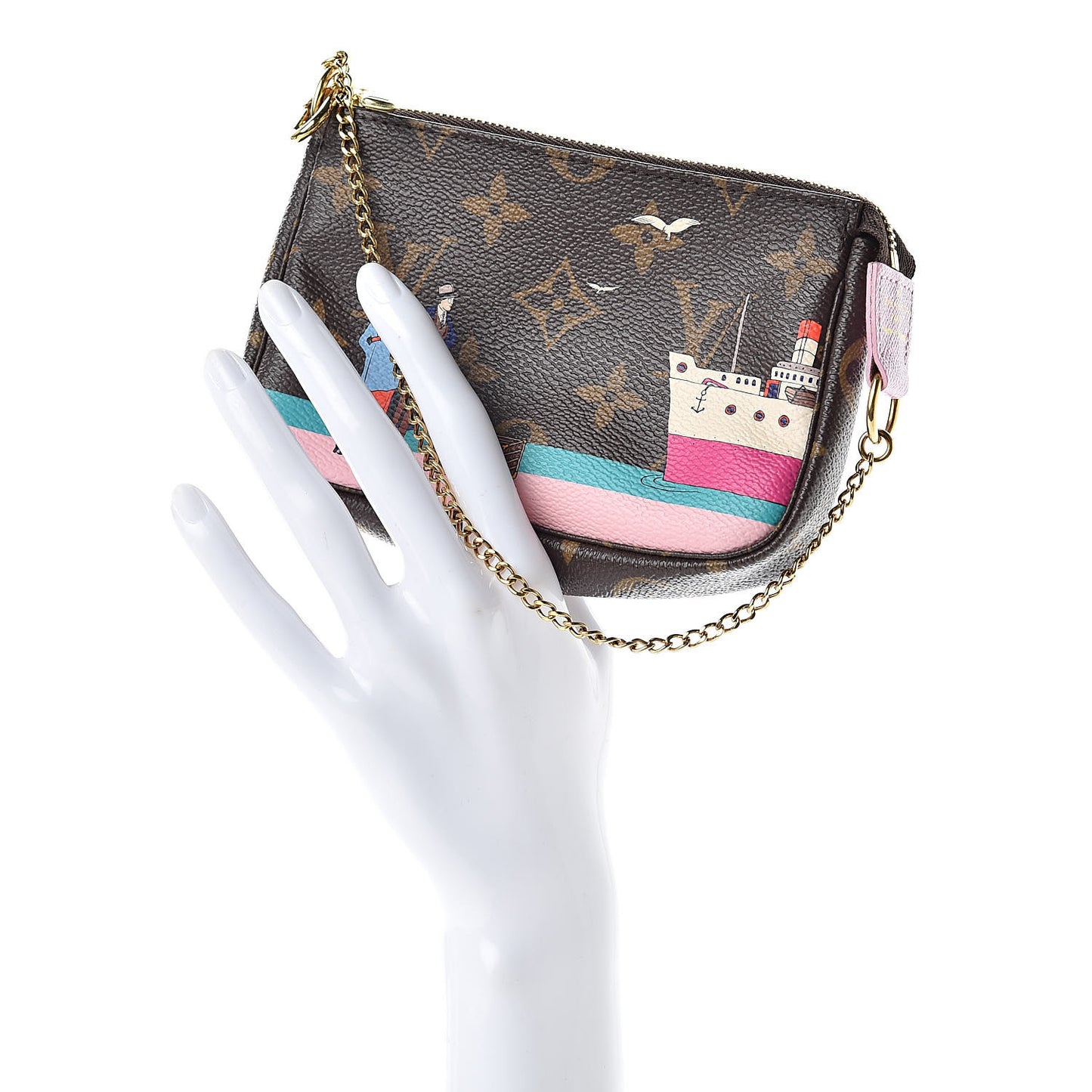 Monogram 2016 Christmas Animation Mini Pochette Accessories Rose Ballerine