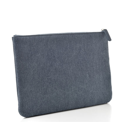 Chanel Canvas Sequins Medium Deauville Cosmetic Pouch Navy 3 of 8