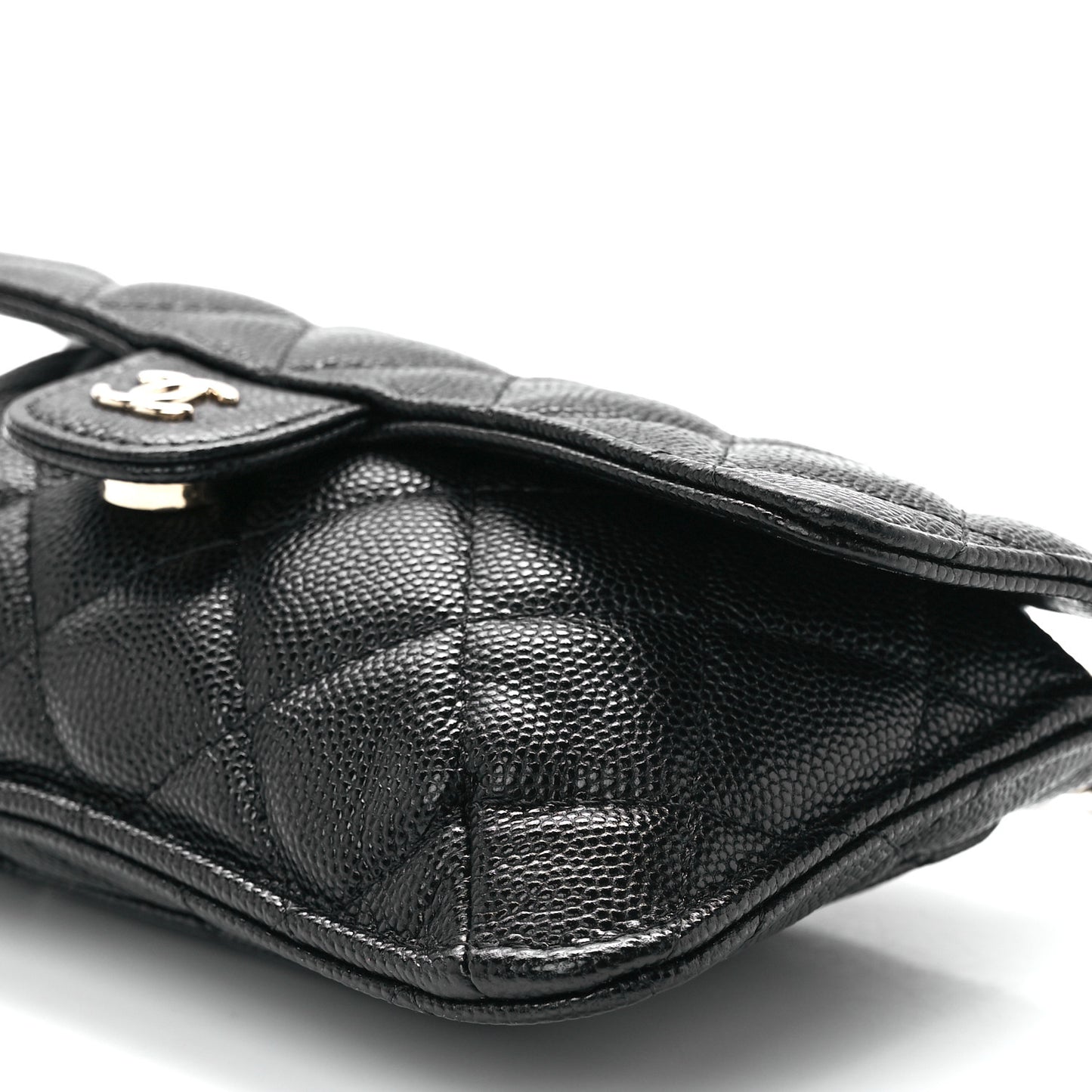 Caviar Fabric Quilted Foldable Tote With Chain Black Multicolor