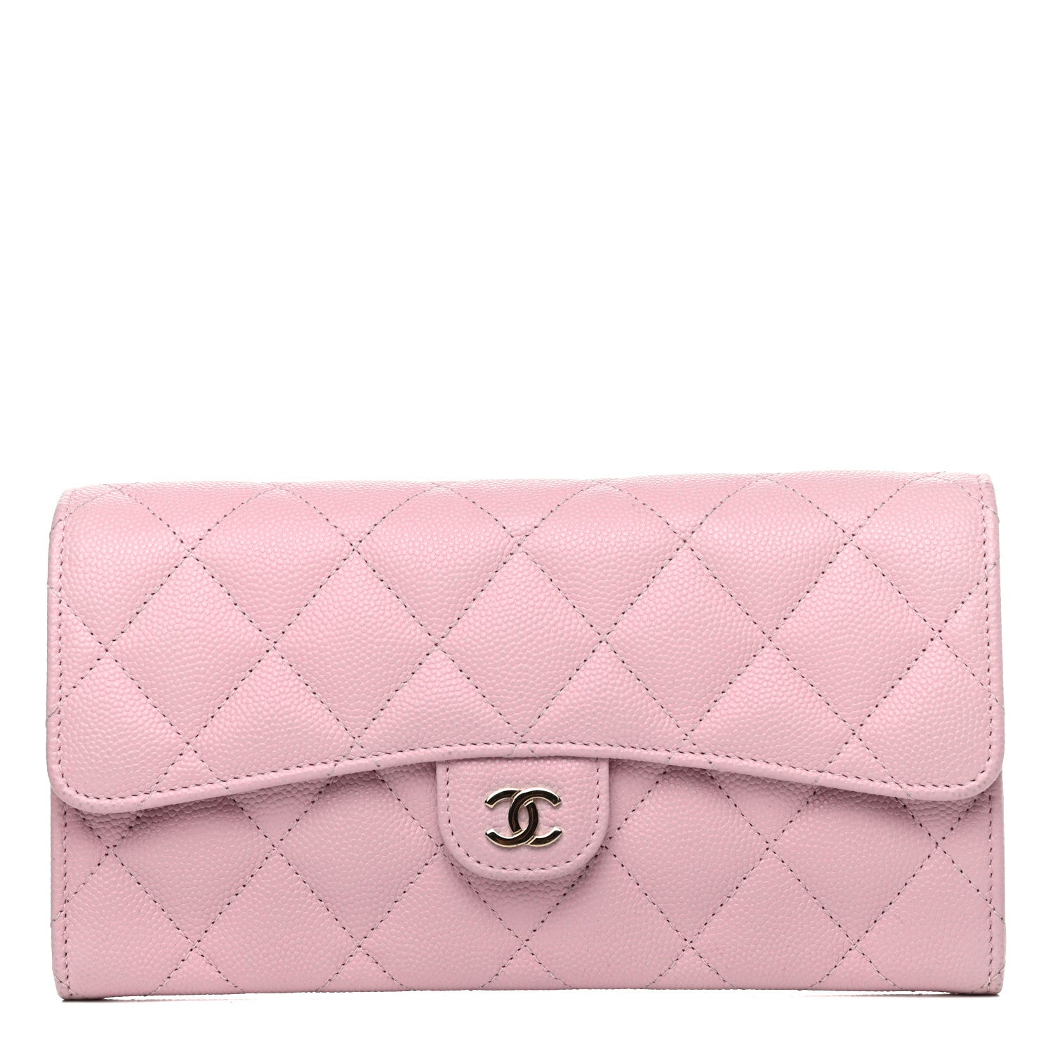 Chanel Caviar Quilted Large Gusset Flap Wallet Light Pink 1 of 9