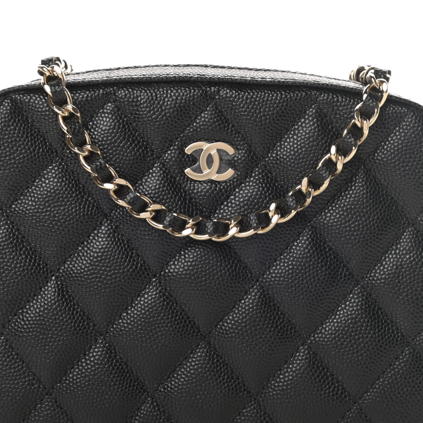 Caviar Quilted Vanity With Chain Black