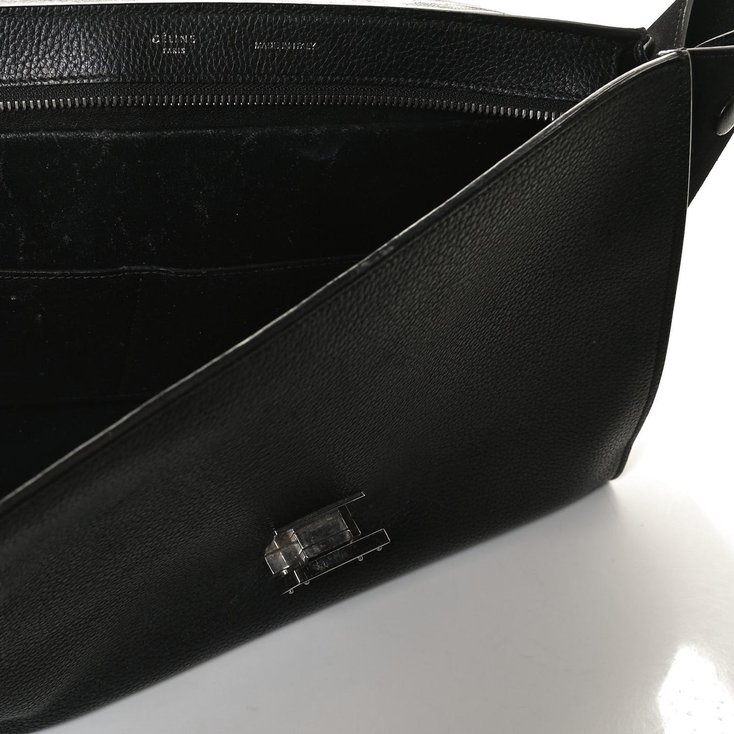Drummed Calfskin Suede Small Trapeze Black