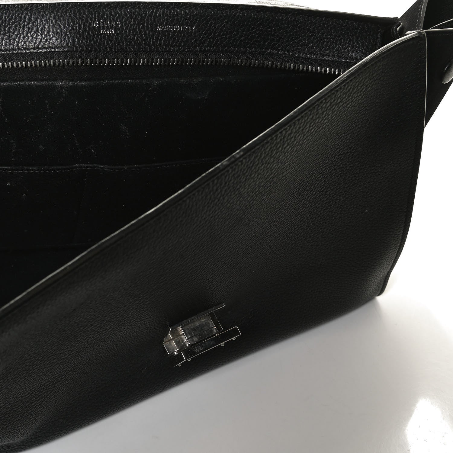 Celine Drummed Calfskin Suede Small Trapeze Black 13 of 14