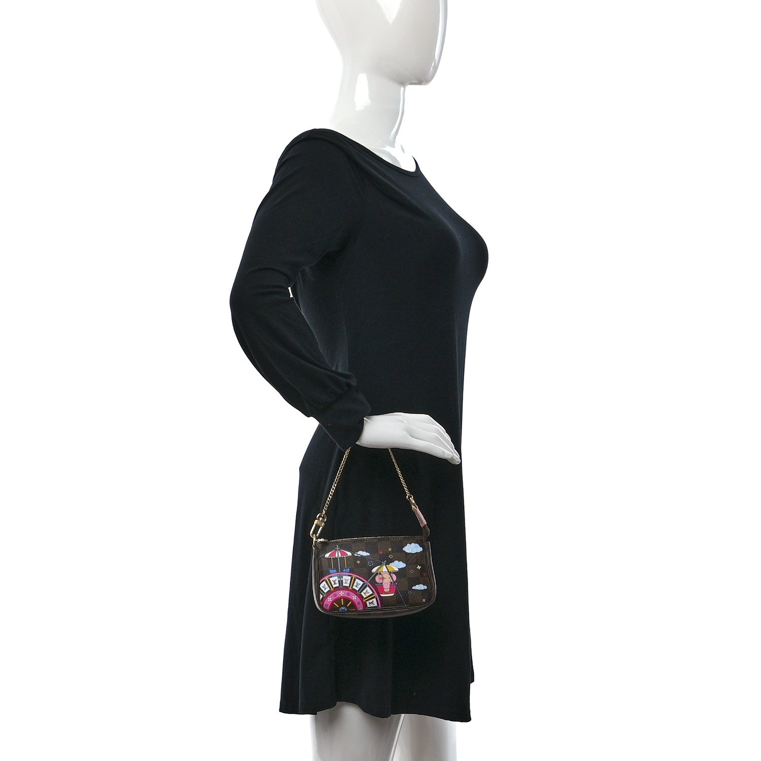 Louis Vuitton Damier Ebene 2020 Christmas Animation Big Wheel Mini Pochette Accessories Rose Ballerine 3 of 8