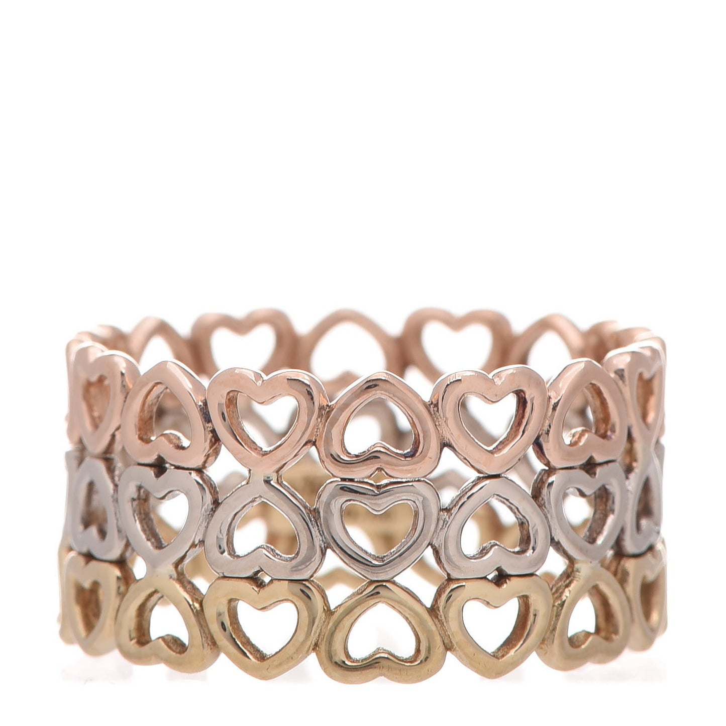 18K Rose White Yellow Gold Crown of Hearts Ring 54 7