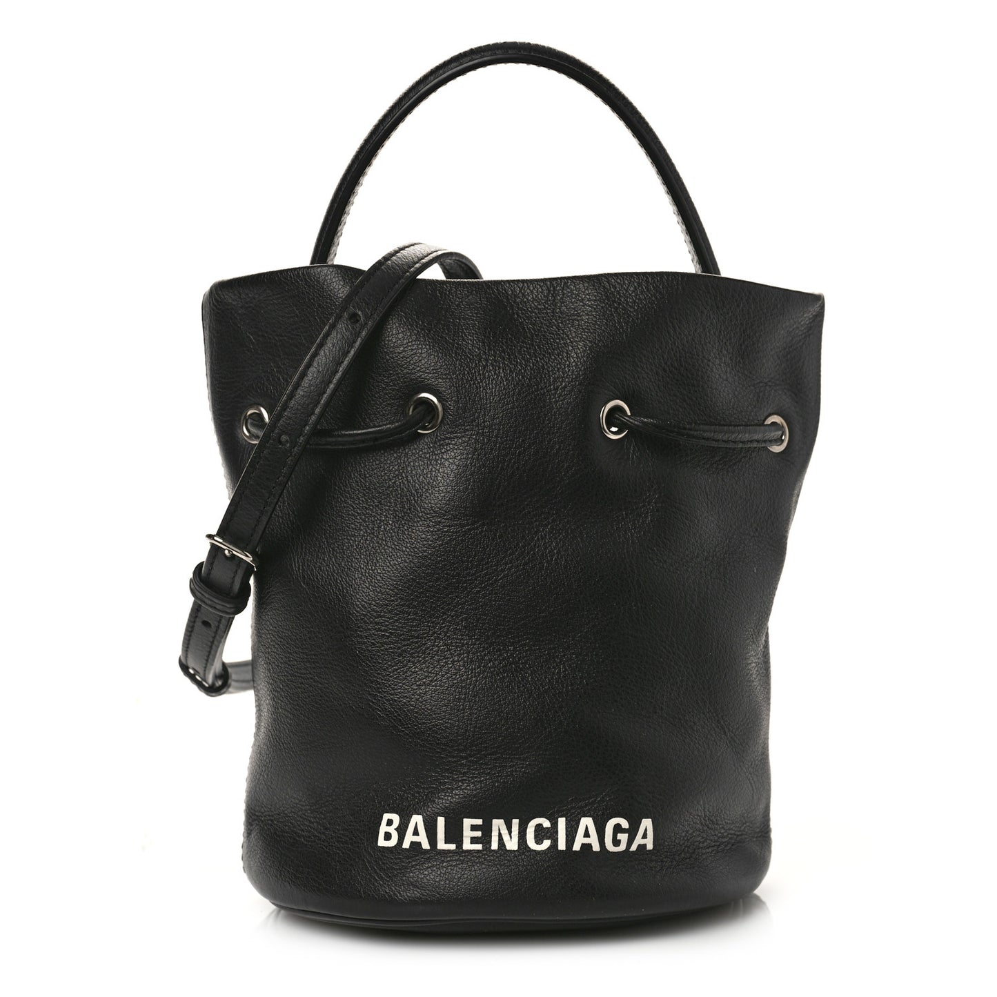 Smooth Calfskin Logo XS Everyday Drawstring Bucket Bag Black