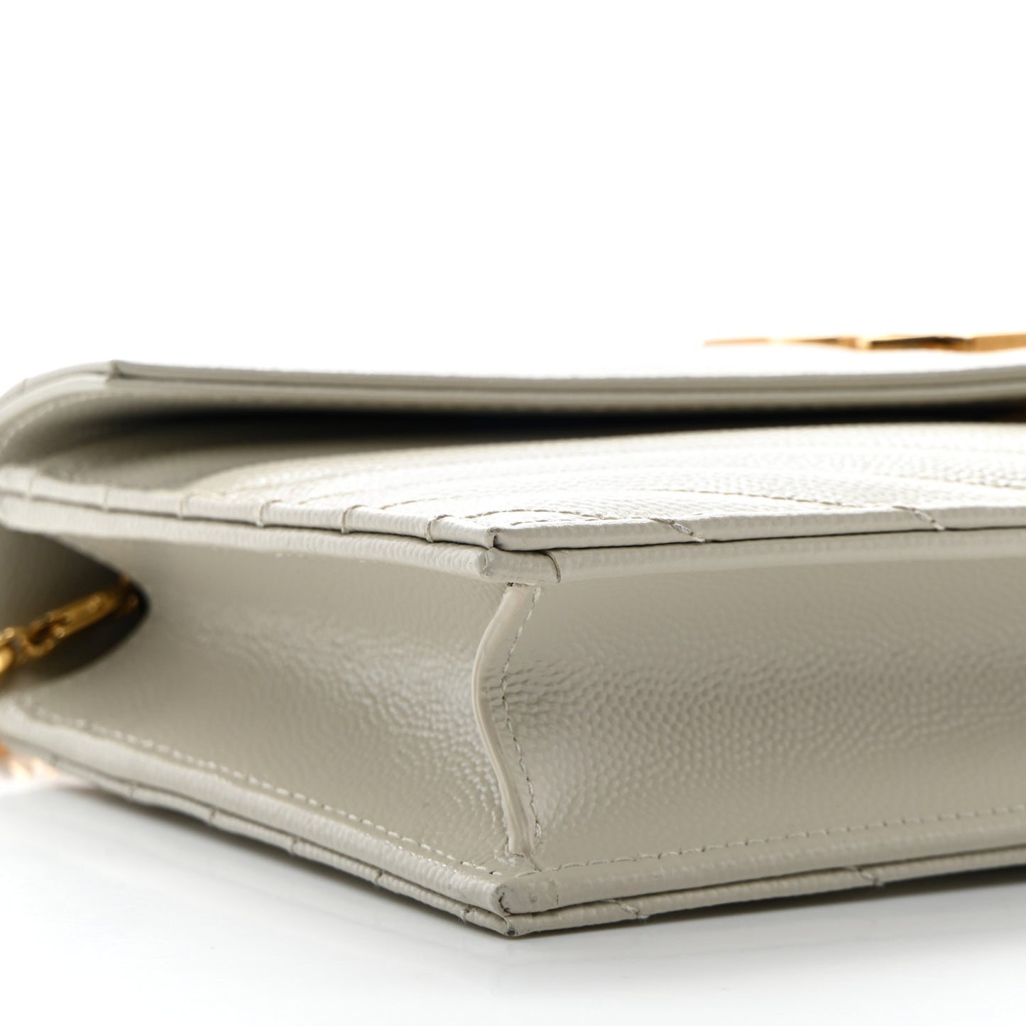 Grain De Poudre Matelasse Chevron Monogram Envelope Chain Wallet Crema Soft