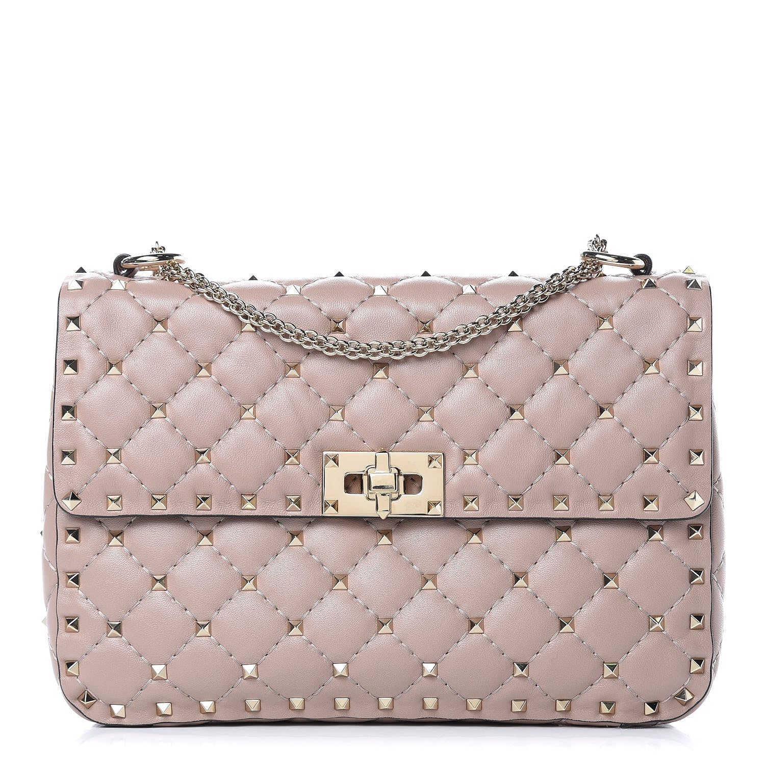 Valentino Garavani Lambskin Medium Rockstud Spike Shoulder Bag Poudre 1 of 9