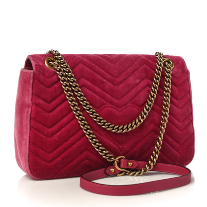 Gucci Velvet Matelasse Blind for Love Embroidered Medium GG Marmont Shoulder Bag Light Raspberry Rose Multicolor 3 of 10