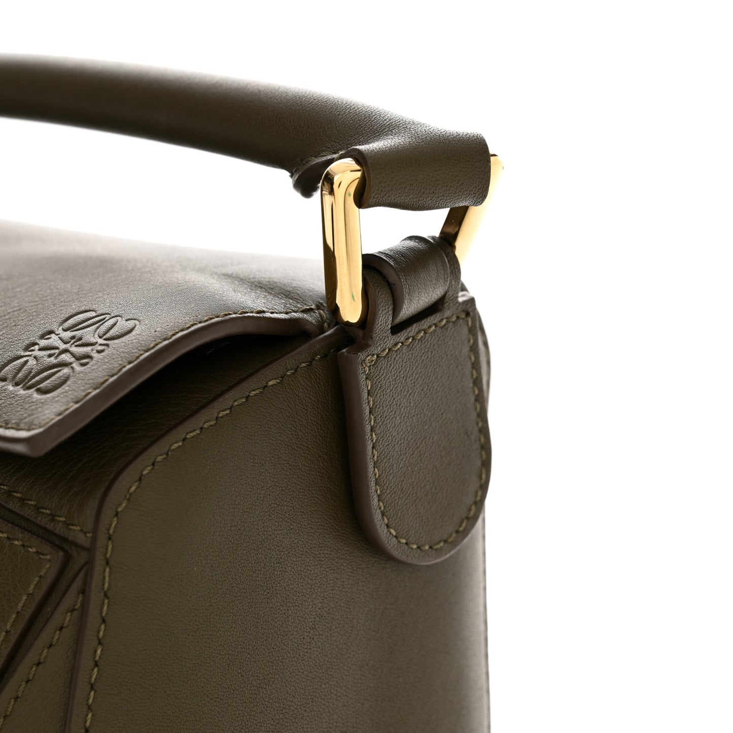 Calfskin Small Puzzle Bag Dark Khaki Green