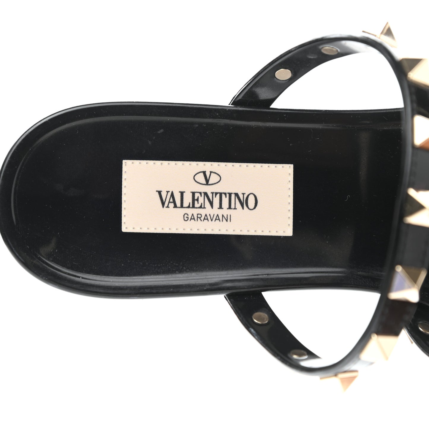 PVC Jelly Rockstud Caged Flat Thong Sandals 37 Black