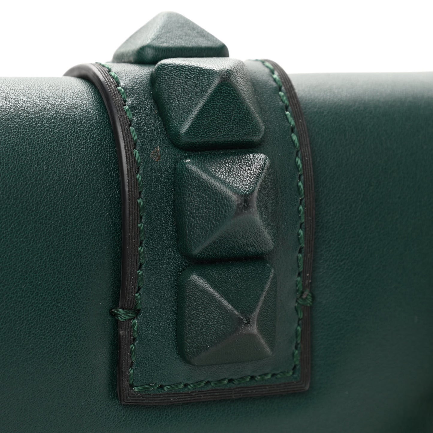 Vitello Small Glam Lock Rockstud Flap Light Emerald