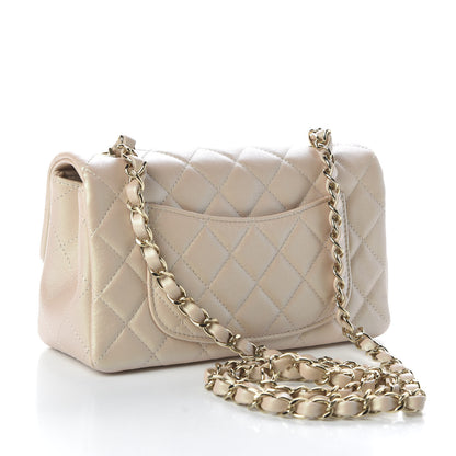 Chanel Iridescent Calfskin Quilted Mini Rectangular Flap Beige 3 of 10